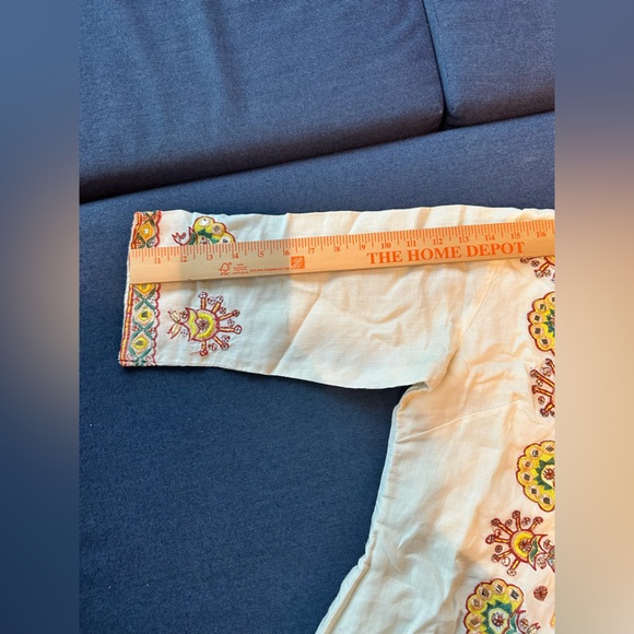 brand Indian off white embroidery Sparkle linen Tunic Top Kurta. M-36 - size 4/6 - Picture 7 of 16